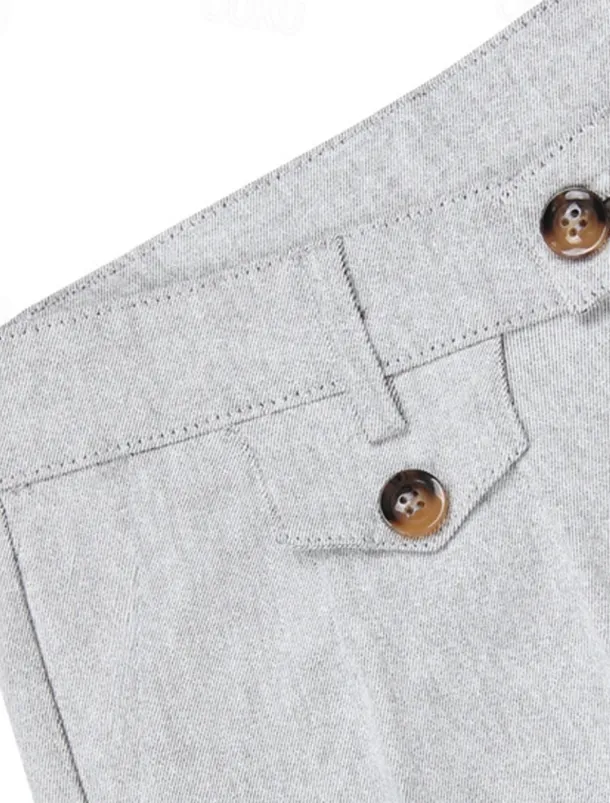 Men's Dress Pants Trousers Chinos Buttons Pocket Plain Comfort Formal Party Work Fashion Classic Style Black Wine Micro-elastic