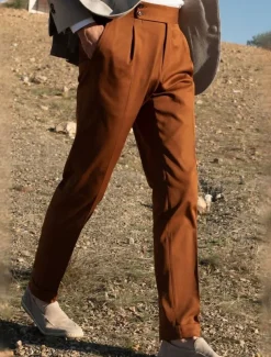 Men's Dress Pants Trousers Suit Pants Gurkha Pants Pocket Plain Comfort Breathable Outdoor Daily Going out Fashion Casual Slim Black White