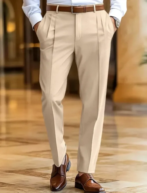 Men's Dress Pants Trousers Slacks Summer Pants Casual Pants Front Pocket Straight Leg Plain Comfort Full Length Wedding Business Classic Black Navy Blue Micro-elastic