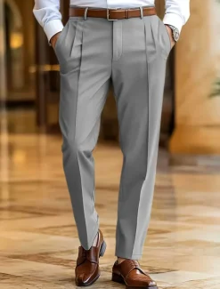 Men's Dress Pants Trousers Slacks Summer Pants Casual Pants Front Pocket Straight Leg Plain Comfort Full Length Wedding Business Classic Black Navy Blue Micro-elastic