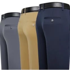 Men's Dress Pants Trousers Slacks Flat Front Pants Suit Pants Straight Leg Geometry Stretch No-Iron Formal Wedding Business Classic Style Casual Black Royal Blue High Waist Stretchy
