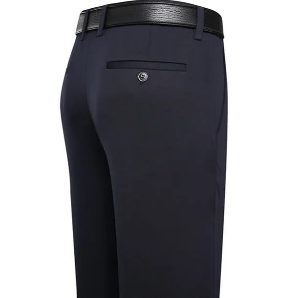 Men's Dress Pants Trousers Slacks Flat Front Pants Suit Pants Straight Leg Geometry Stretch No-Iron Formal Wedding Business Classic Style Casual Black Royal Blue High Waist Stretchy