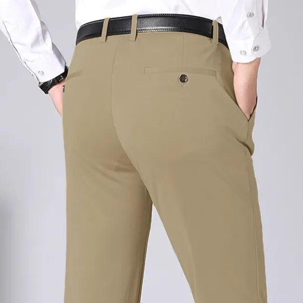 Men's Dress Pants Trousers Slacks Flat Front Pants Suit Pants Straight Leg Geometry Stretch No-Iron Formal Wedding Business Classic Style Casual Black Royal Blue High Waist Stretchy