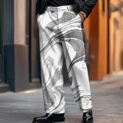 Men's Dress Pants Trousers Suit Pants Marble Abstract Art Full Length Vacation Daily Dads Day Gifts Casual Loose Fit Blue Purple Micro-elastic