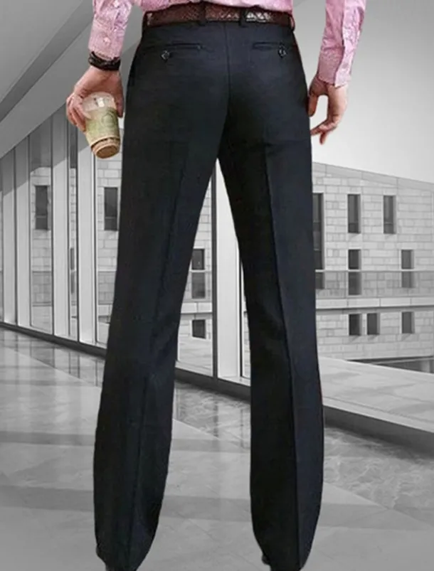 Men's Dress Pants Trousers Chinos Buttons Pocket Plain Comfort Formal Party Work Fashion Classic Style Black White Micro-elastic