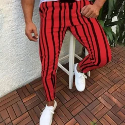 Men's Dress Pants Trousers Chinos Pocket Drawstring Elastic Waist Stripe Comfort Formal Party Work Fashion Classic Style White Yellow Micro-elastic