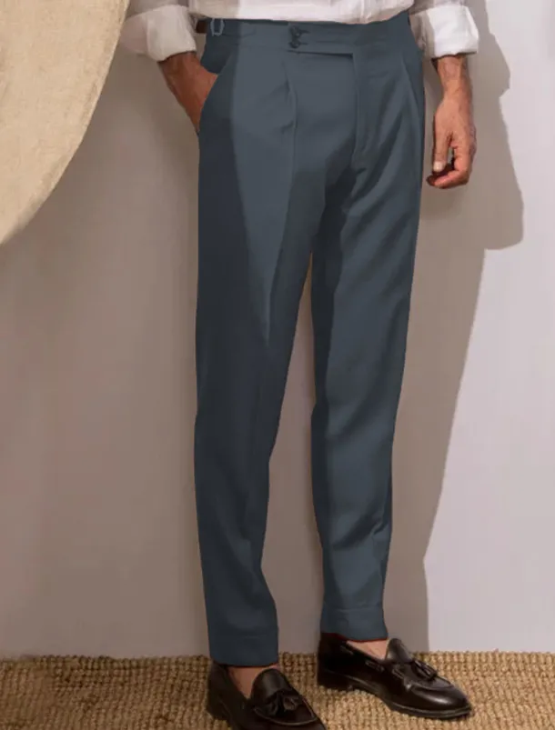 Men's Dress Pants Trousers Slacks Pleated Pants Suit Pants Pocket High Rise Plain Comfort Breathable Wedding Outdoor Daily Elegant Vintage Black White