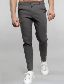 Men's Dress Pants Trousers Chinos Buttons Pocket Solid Color Comfort Formal Party Work Fashion Classic Style Black White Micro-elastic