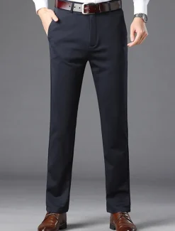 Men's Dress Pants Trousers Slacks Suit Pants Pocket Plain Comfort Breathable Wedding Outdoor Daily Fashion Casual Black Royal Blue