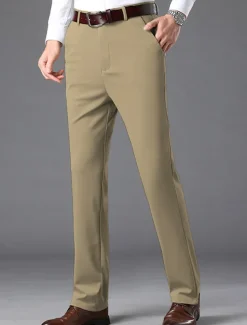 Men's Dress Pants Trousers Slacks Suit Pants Pocket Plain Comfort Breathable Wedding Outdoor Daily Fashion Casual Black Royal Blue