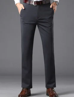 Men's Dress Pants Trousers Slacks Suit Pants Pocket Plain Comfort Breathable Wedding Outdoor Daily Fashion Casual Black Royal Blue