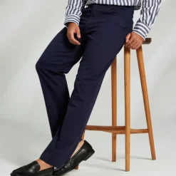 Men's Dress Pants Zipper Pocket Solid Color Breathable Full Length Formal Office Business Chic & Modern Formal Navy Blue Khaki Micro-elastic