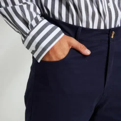 Men's Dress Pants Zipper Pocket Solid Color Breathable Full Length Formal Office Business Chic & Modern Formal Navy Blue Khaki Micro-elastic