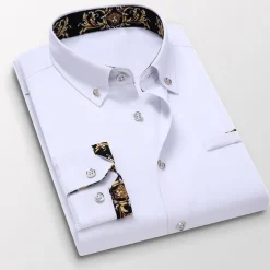 Men's Dress Shirt Button Down Shirt Collared Shirt Floral Wedding Work Wine Black White Navy Blue Long Sleeve Turndown Spring & Fall Clothing Apparel Button-Down
