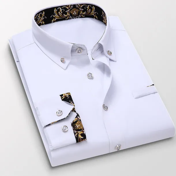 Men's Dress Shirt Button Down Shirt Collared Shirt Floral Wedding Work Wine Black White Navy Blue Long Sleeve Turndown Spring & Fall Clothing Apparel Button-Down