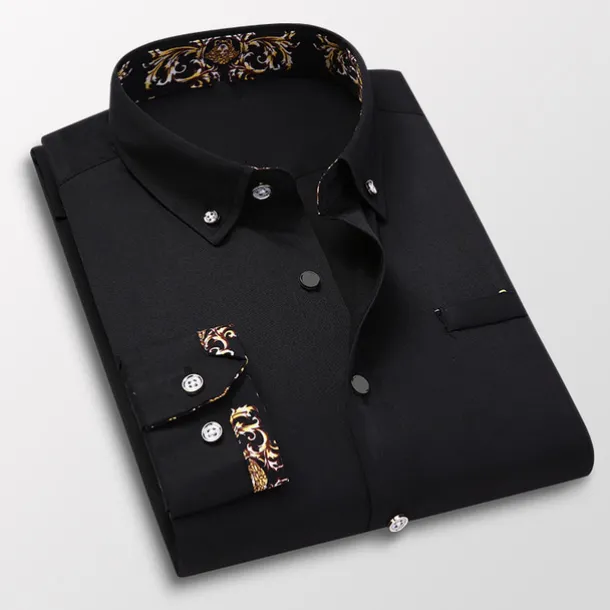 Men's Dress Shirt Button Down Shirt Collared Shirt Floral Wedding Work Wine Black White Navy Blue Long Sleeve Turndown Spring & Fall Clothing Apparel Button-Down
