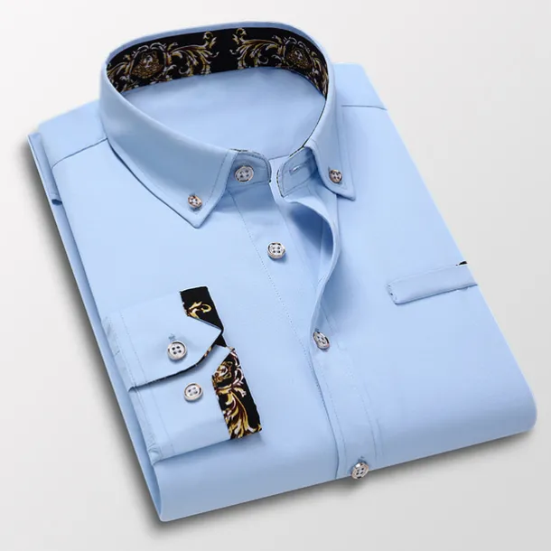 Men's Dress Shirt Button Down Shirt Collared Shirt Floral Wedding Work Wine Black White Navy Blue Long Sleeve Turndown Spring & Fall Clothing Apparel Button-Down