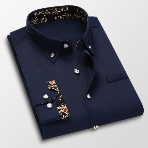 Men's Dress Shirt Button Down Shirt Collared Shirt Floral Wedding Work Wine Black White Navy Blue Long Sleeve Turndown Spring & Fall Clothing Apparel Button-Down