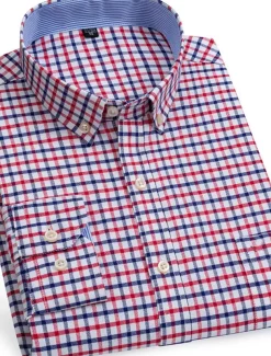 Men's Dress Shirt Button Down Shirt Non Iron Shirt Oxford Shirt Stripes and Plaid Wedding Vacation Light Yellow Denim Blue White Yellow Long Sleeve Turndown All Seasons Clothing Apparel Button-Down