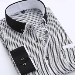 Men's Dress Shirt Button Down Shirt Collared Shirt Polka Dot Wedding Outdoor Black White Red Navy Blue Long Sleeve Turndown Summer Spring Clothing Apparel Print