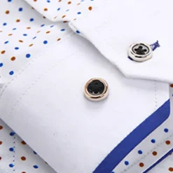 Men's Dress Shirt Button Down Shirt Collared Shirt Polka Dot Wedding Outdoor Black White Red Navy Blue Long Sleeve Turndown Summer Spring Clothing Apparel Print