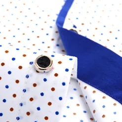 Men's Dress Shirt Button Down Shirt Collared Shirt Polka Dot Wedding Outdoor Black White Red Navy Blue Long Sleeve Turndown Summer Spring Clothing Apparel Print