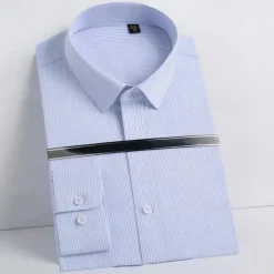 Men's Dress Shirt Button Up Shirt Solid Color School Formal White Blue Light Sky Blue Light Blue-White Long Sleeve Turndown All Seasons Clothing Apparel