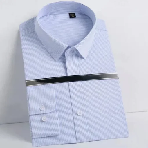 Men's Dress Shirt Button Up Shirt Solid Color School Formal White Blue Light Sky Blue Light Blue-White Long Sleeve Turndown All Seasons Clothing Apparel