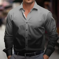 Men's Dress Shirt Button Up Shirt Ombre Party Evening Wear Business Violet Black Red Blue Long Sleeve Shirt Collar Fall Winter Clothing Apparel Button Up