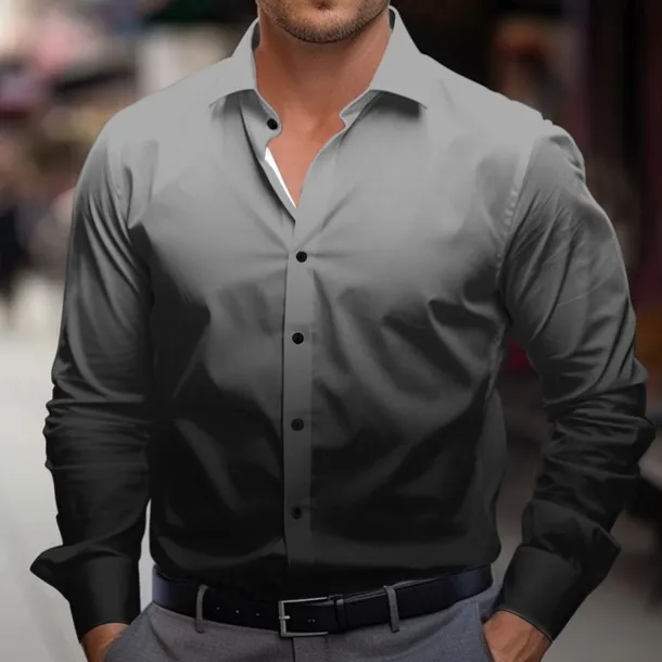 Men's Dress Shirt Button Up Shirt Ombre Party Evening Wear Business Violet Black Red Blue Long Sleeve Shirt Collar Fall Winter Clothing Apparel Button Up