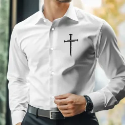 Men's Dress Shirt Button Up Shirt Cross Formal Business Black White Blue Brown Long Sleeve Shirt Collar Fall Winter Clothing Apparel Button Up