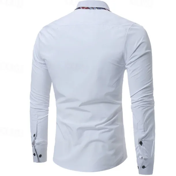 Men's Dress Shirt Button Up Shirt Black White Wine Long Sleeve Color Block Button Down Collar Spring & Fall Wedding Daily Clothing Apparel Collared Shirts