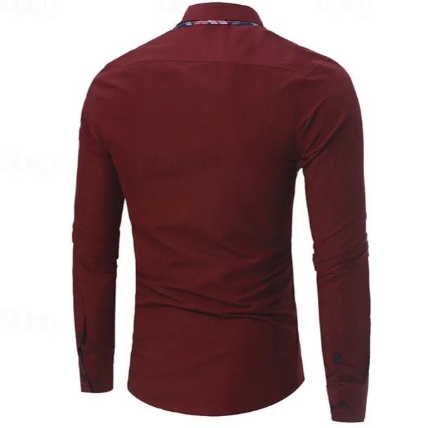 Men's Dress Shirt Button Up Shirt Black White Wine Long Sleeve Color Block Button Down Collar Spring & Fall Wedding Daily Clothing Apparel Collared Shirts