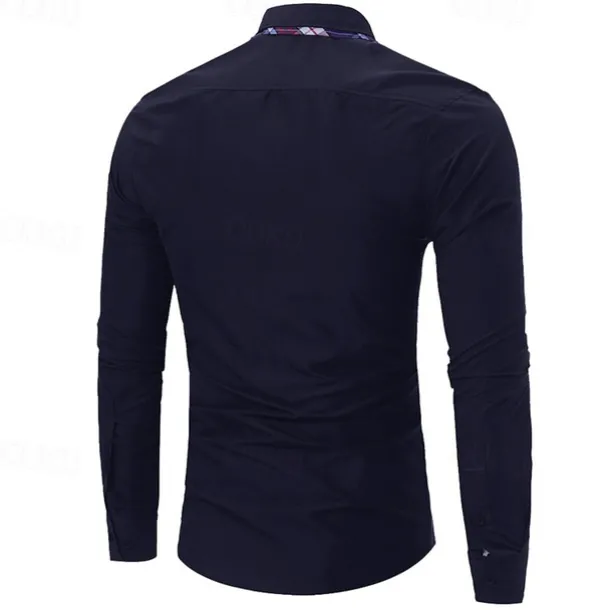 Men's Dress Shirt Button Up Shirt Black White Wine Long Sleeve Color Block Button Down Collar Spring & Fall Wedding Daily Clothing Apparel Collared Shirts