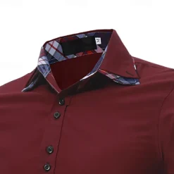 Men's Dress Shirt Button Up Shirt Black White Wine Long Sleeve Color Block Button Down Collar Spring & Fall Wedding Daily Clothing Apparel Collared Shirts