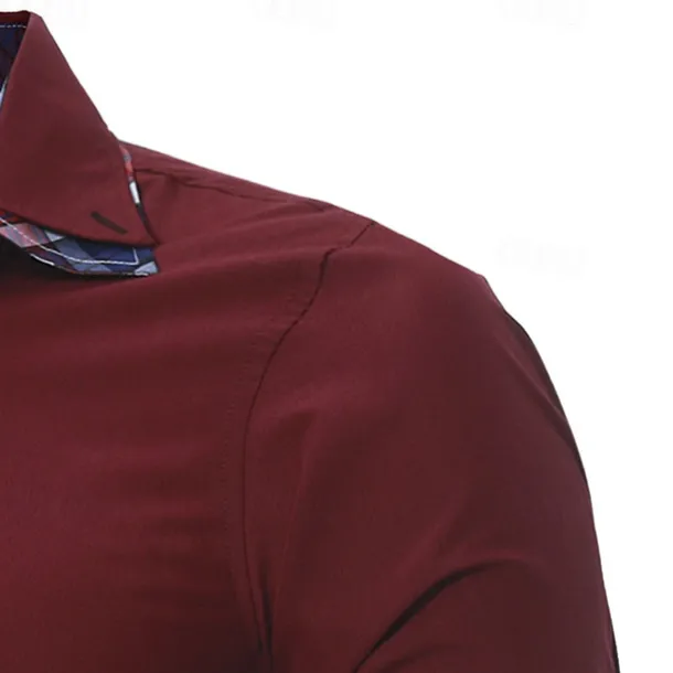 Men's Dress Shirt Button Up Shirt Black White Wine Long Sleeve Color Block Button Down Collar Spring & Fall Wedding Daily Clothing Apparel Collared Shirts