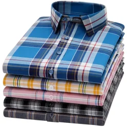 Men's Dress Shirt Casual Shirt Plaid Check Shirt Graphic Prints Square Neck Light Yellow Light Pink Black / Gray White / Green Sea Blue Casual Daily Short Sleeve collared shirts Clothing Apparel