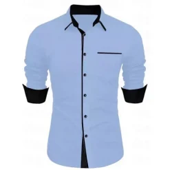 Men's Dress Shirt Casual Shirt Black White Light Green Burgundy Blue Long Sleeve Color Block Solid / Plain Color Turndown Wedding Vacation Button-Down Clothing Apparel Cotton Fashion Leisure