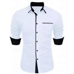 Men's Dress Shirt Casual Shirt Black White Light Green Burgundy Blue Long Sleeve Color Block Solid / Plain Color Turndown Wedding Vacation Button-Down Clothing Apparel Cotton Fashion Leisure