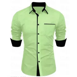 Men's Dress Shirt Casual Shirt Black White Light Green Burgundy Blue Long Sleeve Color Block Solid / Plain Color Turndown Wedding Vacation Button-Down Clothing Apparel Cotton Fashion Leisure