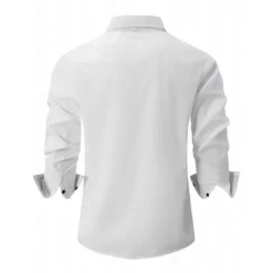 Men's Dress Shirt Casual Shirt Black White Light Green Burgundy Blue Long Sleeve Color Block Solid / Plain Color Turndown Wedding Vacation Button-Down Clothing Apparel Cotton Fashion Leisure