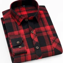 Men's Dress Shirt Flannel Shirt Plaid Shirt Collared Shirt Button Up Shirt Tartan Wedding Outdoor Black White Wine Red Long Sleeve Turndown Fall Winter Clothing Apparel
