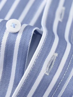 Men's Dress Shirt Non Iron Shirt Stripe Wedding Vacation Black Light Green Red Royal Blue Long Sleeve Turndown All Seasons Clothing Apparel Button-Down