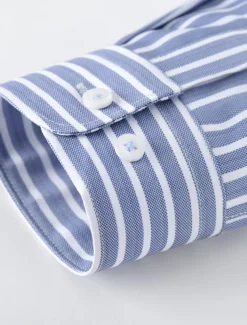 Men's Dress Shirt Non Iron Shirt Stripe Wedding Vacation Black Light Green Red Royal Blue Long Sleeve Turndown All Seasons Clothing Apparel Button-Down