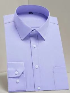 Men's Dress Shirt Non Iron Shirt Tuxedo Shirts Solid / Plain Color Wedding Office & Career Black White Yellow Pink Long Sleeve Shirt Collar All Seasons Clothing Apparel Print