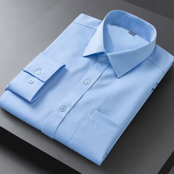 Men's Dress Shirt Non Iron Shirt Plain Wedding Outdoor Light Blue Black White Light Green Long Sleeve Turndown Summer Spring Clothing Apparel