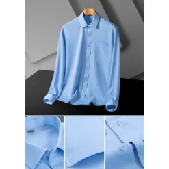 Men's Dress Shirt Non Iron Shirt Plain Wedding Outdoor Light Blue Black White Light Green Long Sleeve Turndown Summer Spring Clothing Apparel