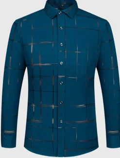 Men's Dress Shirt Non Iron Shirt Wedding Work Black / Red Black / Gray Black White Long Sleeve Square Neck Summer Clothing Apparel Print