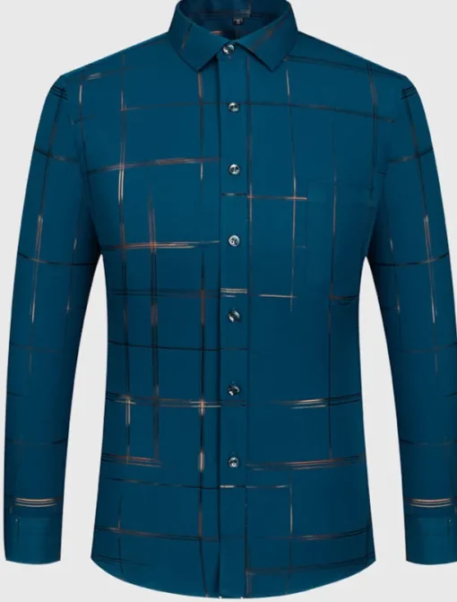 Men's Dress Shirt Non Iron Shirt Wedding Work Black / Red Black / Gray Black White Long Sleeve Square Neck Summer Clothing Apparel Print