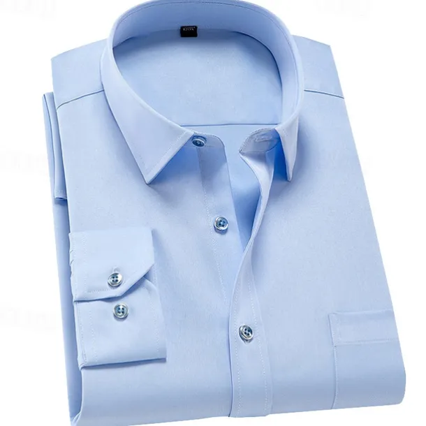 Men's Dress Shirt Non Iron Shirt Water-Resistant Plain Wedding Outdoor White Pink Red Dark Navy Long Sleeve Collar Summer Spring Clothing Apparel